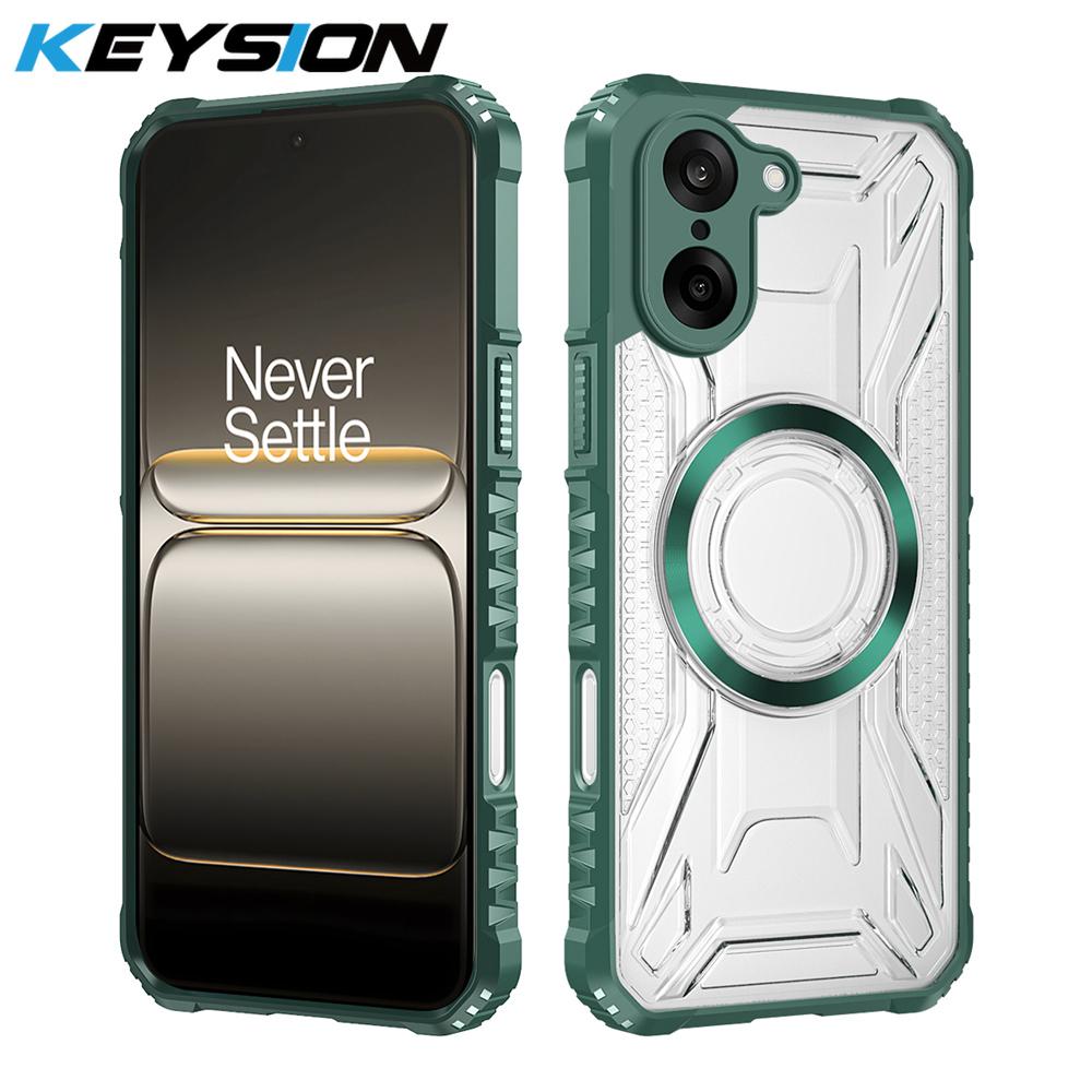 KEYSION Transparent Magnetic Case for OnePlus Nord CE5 5G Silicone+PC Heavy Duty Shockproof Phone Cover for OnePlus Nord CE 5