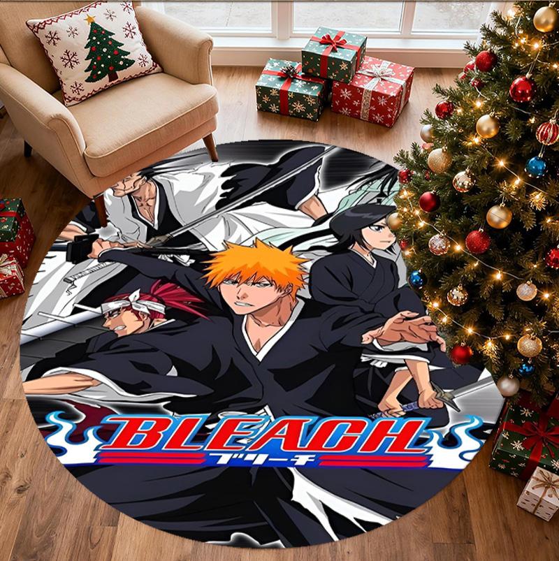 BLEACH Pattern Round Rug, Indoor/Outdoor Mat, for Picnic, Gameroom, Bedroom, Office, Living Room, Home Decor Carpet, Birthday Gift