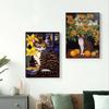 Vintage Bouquet Flower Lotus Lilies With A Cat Art Nouveau Klimt Style Art Print Poster Canvas Painting Wall Picture Room Decor