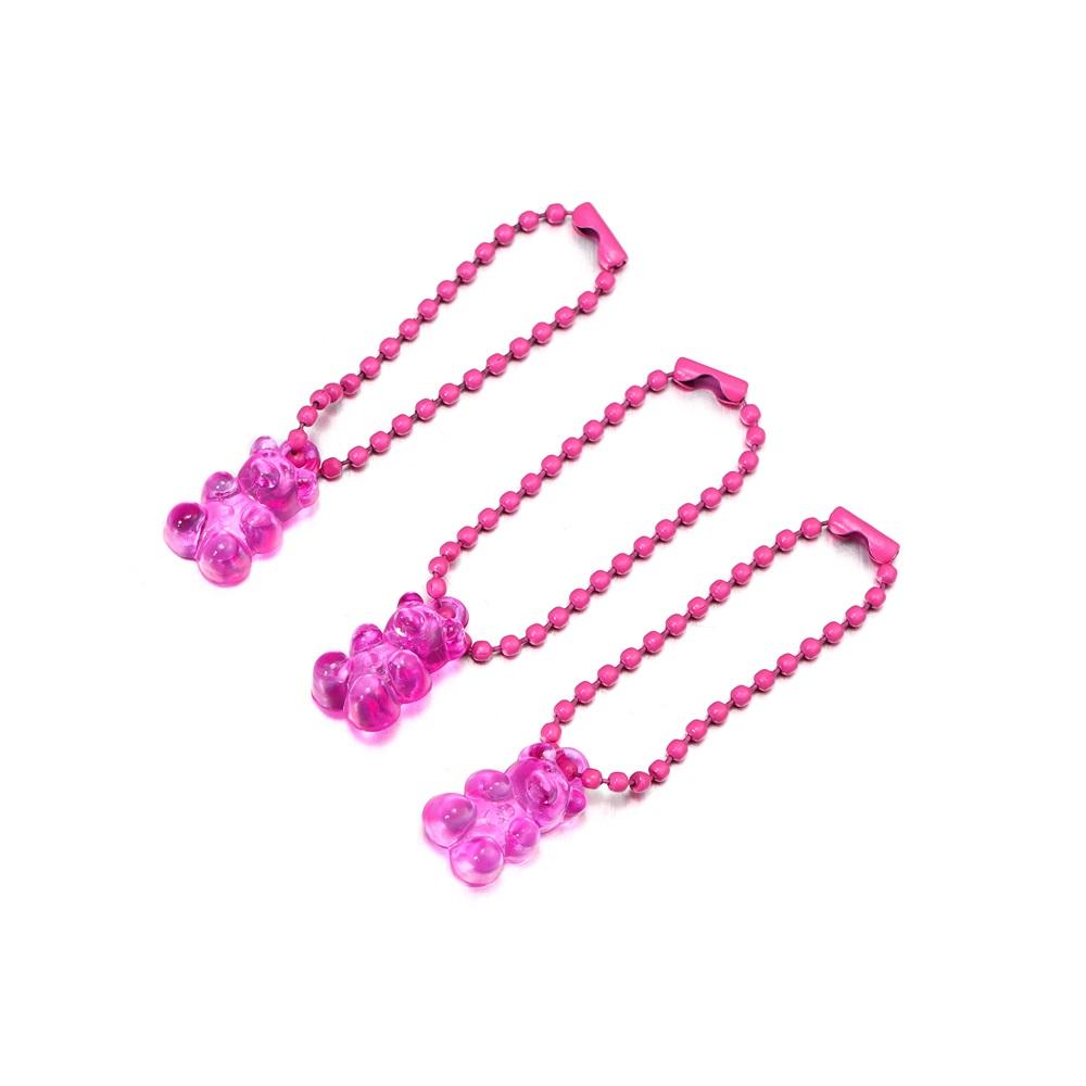 5pcs/lot Candy Color Colorful Cute Resin Bear Keychain Mini Bear With Chain For DIY Jewelry Making Finding Accessories