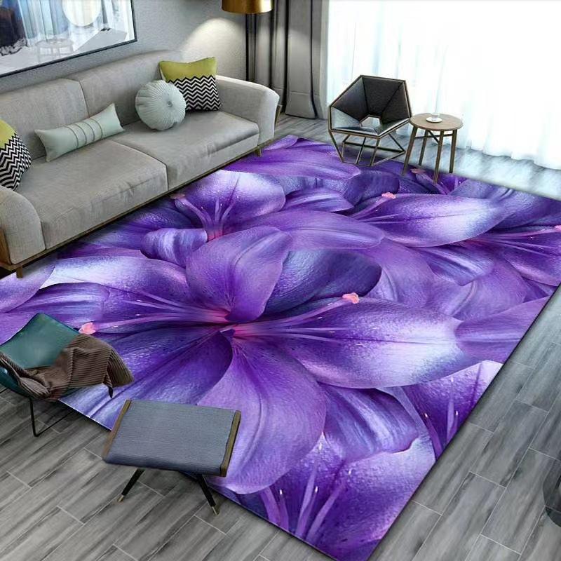 Flower Carpet Retro Printed Abstract Carpet Living Room Tea Table Mat Home Room Carpet Mat
