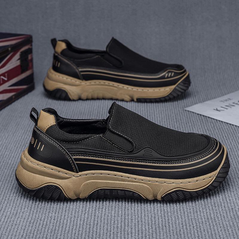 Men's Casual Shoes 2025 Summer Mesh Breathable Platform Sneakers Fashion Comfortable Height Increase Slip on Vulcanized Shoes