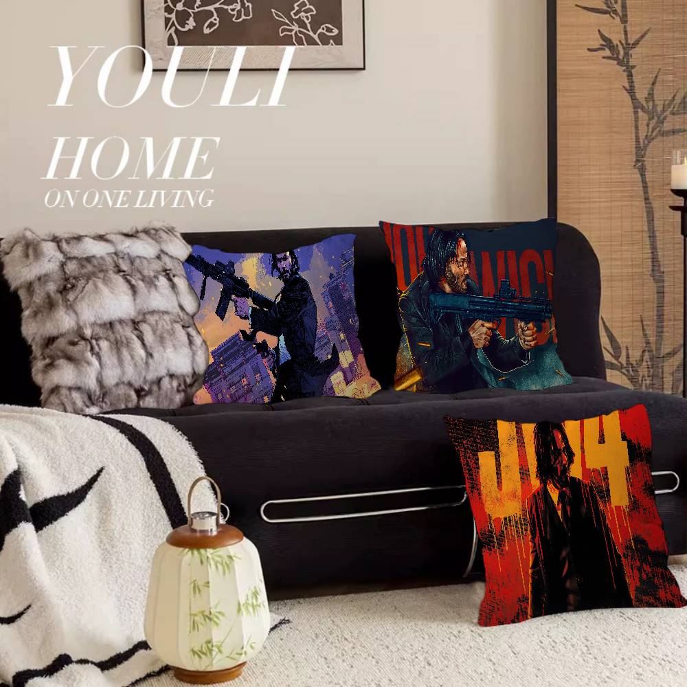 Classic J-John W-Wick Movie Pillow Cover Sofa Cushion Cover Home Room Decoration Children Gift