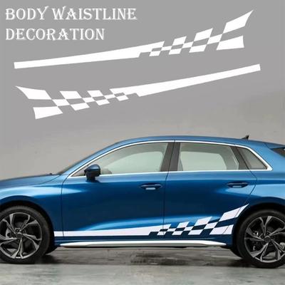 Car Checkered Side Stripe Sticker For Mini Cooper R56 R50 R53 R61 F60 F55 F56 F54 F66 F65 J01 J05 Waterproof Door Side Stic G6T9