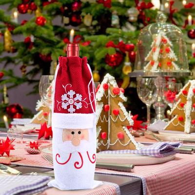 Christmas Wine Bottle Cover Kitchen Dinner Creative Wine Bottle Bag Holiday Festival Party Table Ornament Decor