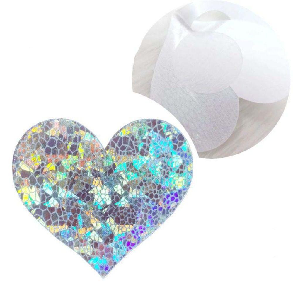 Fashion Laser Color Disposable Nipple Patch Star Heart Shape Invisible Breast Stickers Cross Anti-glare Nipple Petals Pad Show