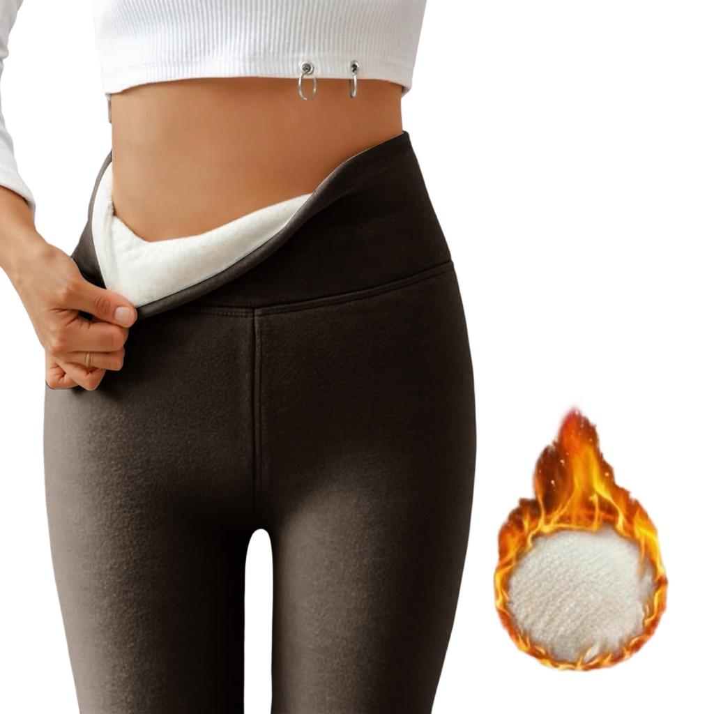 Women's High Waist Solid Color Thermal Fleece Lined Leggings Winter Warm Stretchy Skinny Yoga Pants