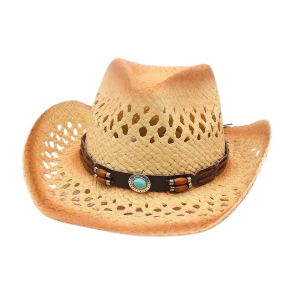 Hut mit Hohlgeflecht Atmungsaktiv Frühling und Sommer Winddicht Einfach Reise Strand Cowboy Strohhut Sonnenhut