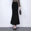Eleganter goldener Samt-Fischschwanzrock: Herbst/Winter Mittellang, Schlankmachend, Hüftbedeckendes Design