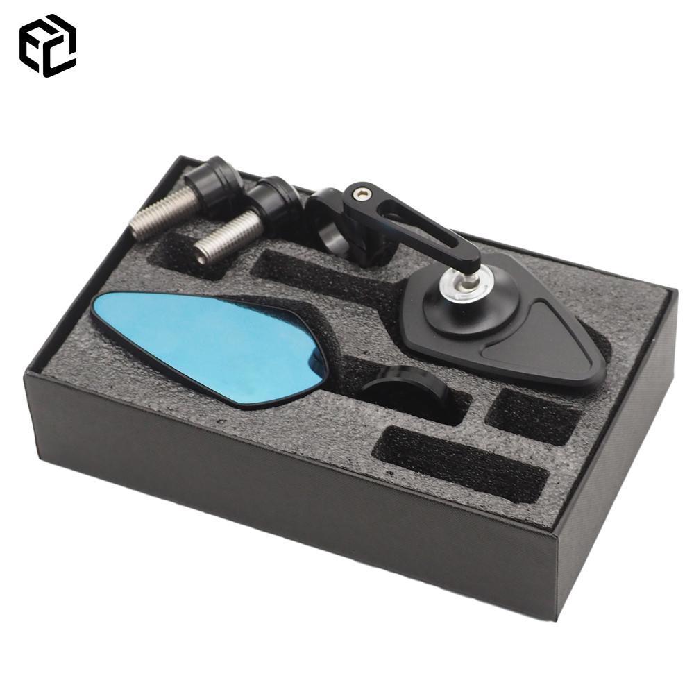 

Motorcycle Rearview Handlebar Rhombus Mirrors For YAMAHA MT09 MT03 YZF R1 R6 R7 Blue Glass HD Moto Accessories чорний