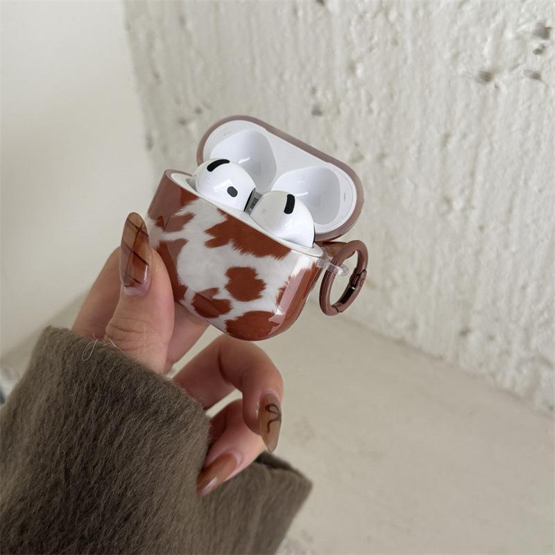 ins brown cow pattern AirPods 1 generation earphone case for AirpodsPro 1st generation Bluetooth earphone case