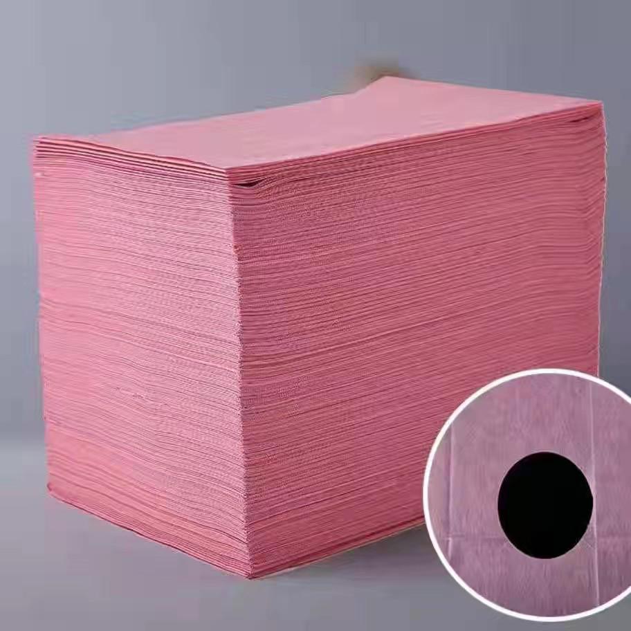 100 Disposable Waterproof Bed Sheets with Hole, Non-woven, Oil-Proof, Sterile, and Breathable for Beauty Salons.