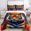 3pcs Colorful Tiger Print Duvet Cover Set -Includes 1 Duvet Cover and 2 Pillowcases, No Quilt Core, All-Season Home Decor  Yy251111207