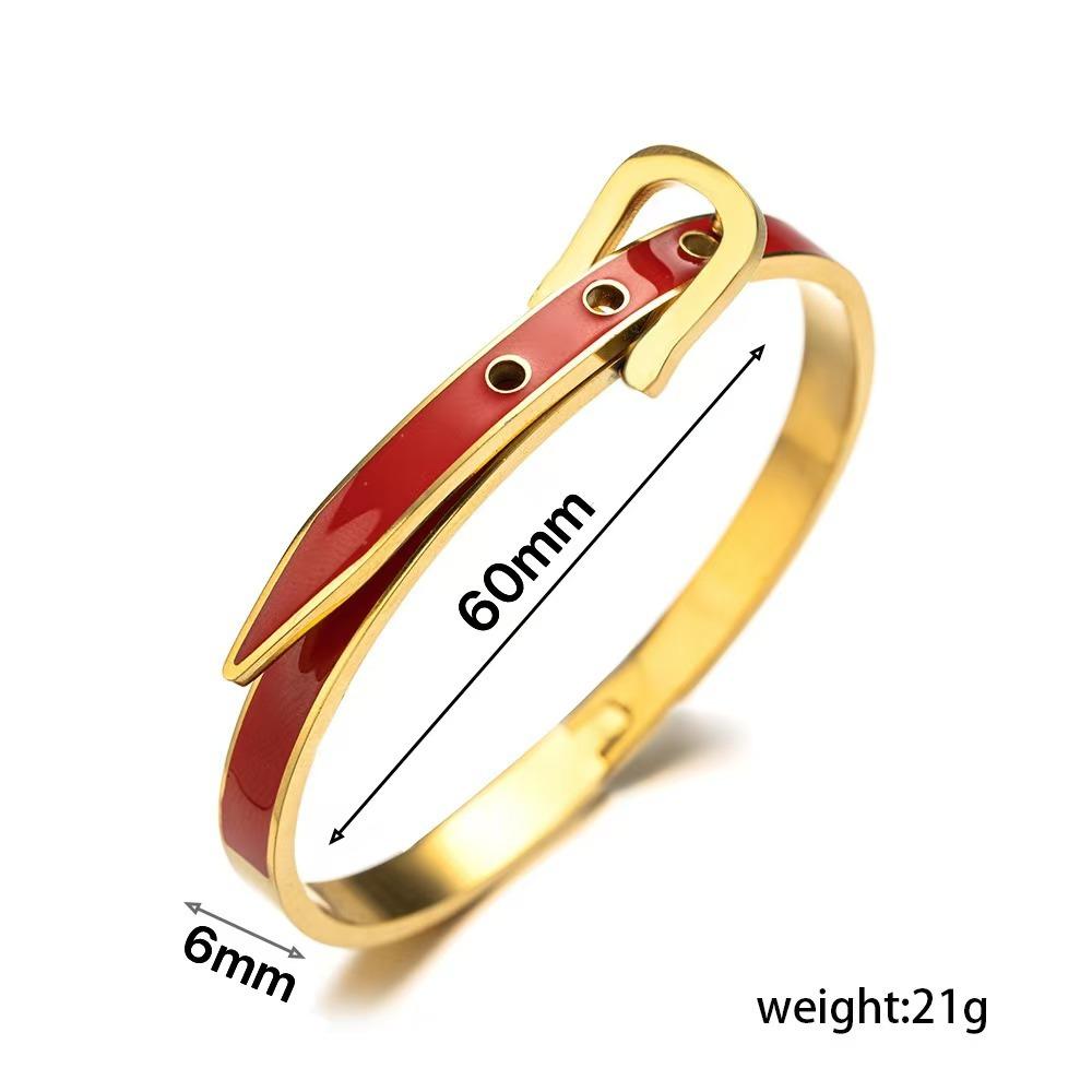 Fashion Stainless Steel Metal Bangles Neutral Belt Buckle Adjustable Bangles Minimalist Daily Wear Exquisite Jewelry Accessories