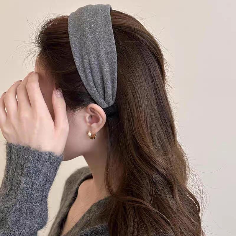 2025 Women's Grey Wide-Edge Hair Tie & Clip Headband for Daily Wear