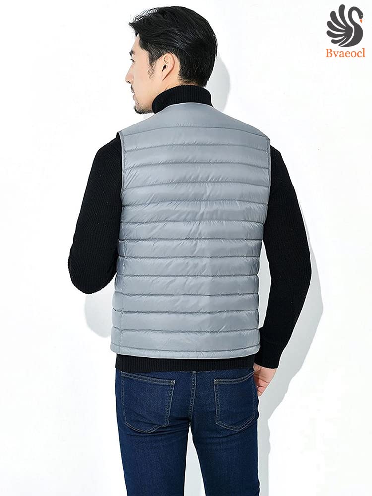 Bvaeocl Down Inner Down Vest with Includes Storage BV49 Men's Vest, Stand-Up Collar, Lightweight, Warm, Ultralight, Pouch, (JP, Alphabet, M,