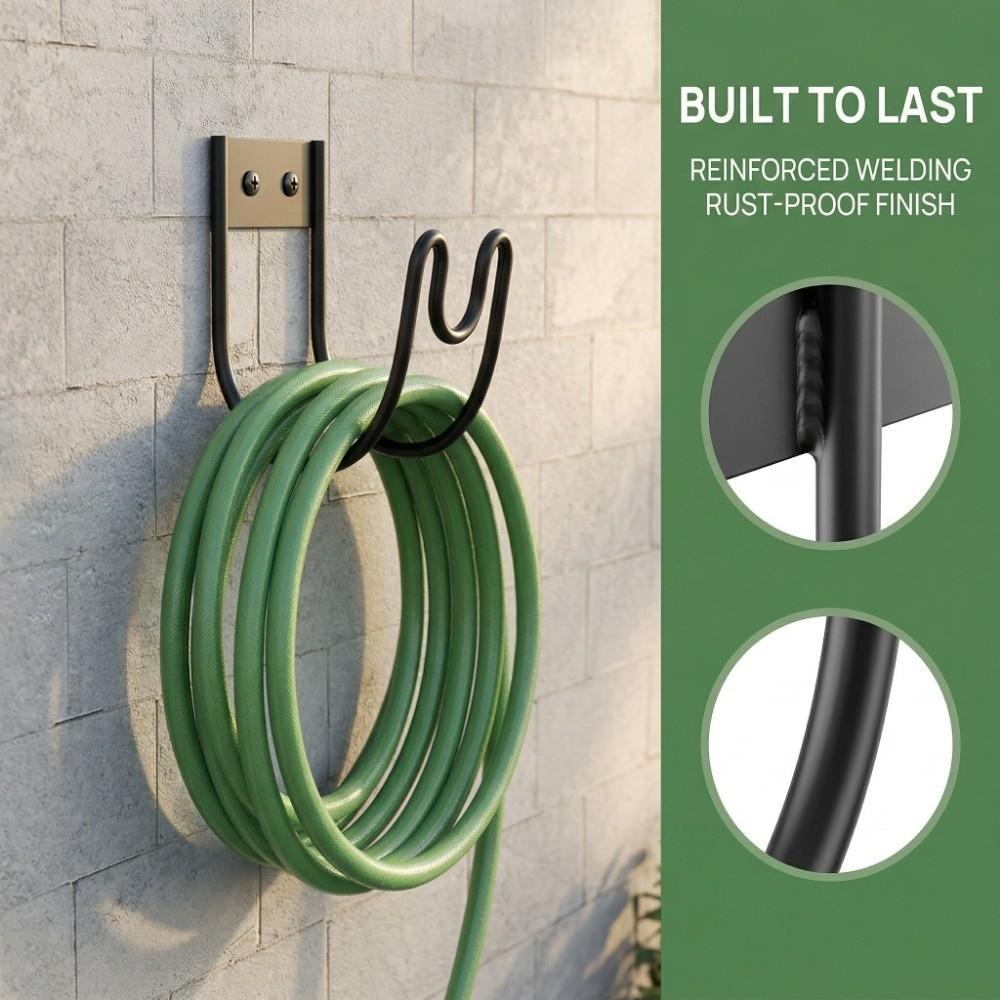 Wall Mount Water Hose Rack Rust Proof Flex Hose Hanger Tool Holder Garden Water Pipe Hook  Outdoor