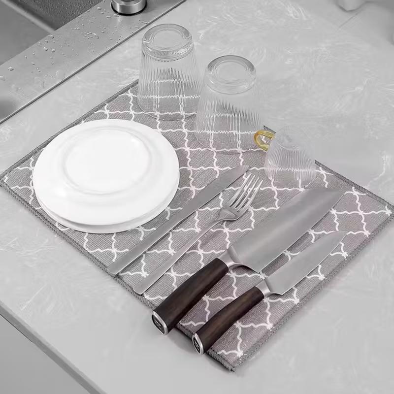 Dish Drying Mat In The Cabinet Drying Mats Microfiber Absorbent Table Placemat Non Slip Heat Resistant Drain Drying Pad