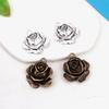10pcs Vintage Rose Pendant, Zinc Alloy Antique Silvery/Bronze Plated, DIY Jewelry Making Pendant for Necklaces