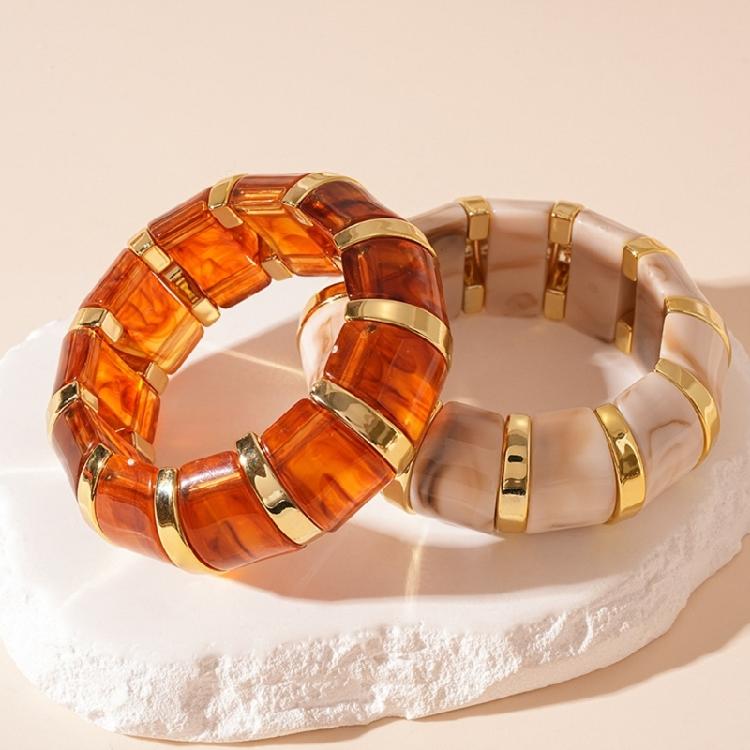 Artistic Gradient Acrylic Elastic Bangle Stretchable Cuff Bracelet Lightweight Stylish Jewelry Unisex Fashion Accessory
