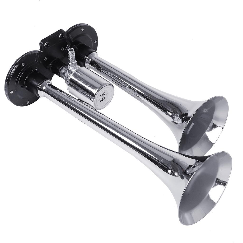 600DB Clacson per auto Super forte 12V / 24V Doppio tromba Tromba d'aria Compressore Auto Camion Barca Treno Corno Avvisatore acustico per segnale audio automatico