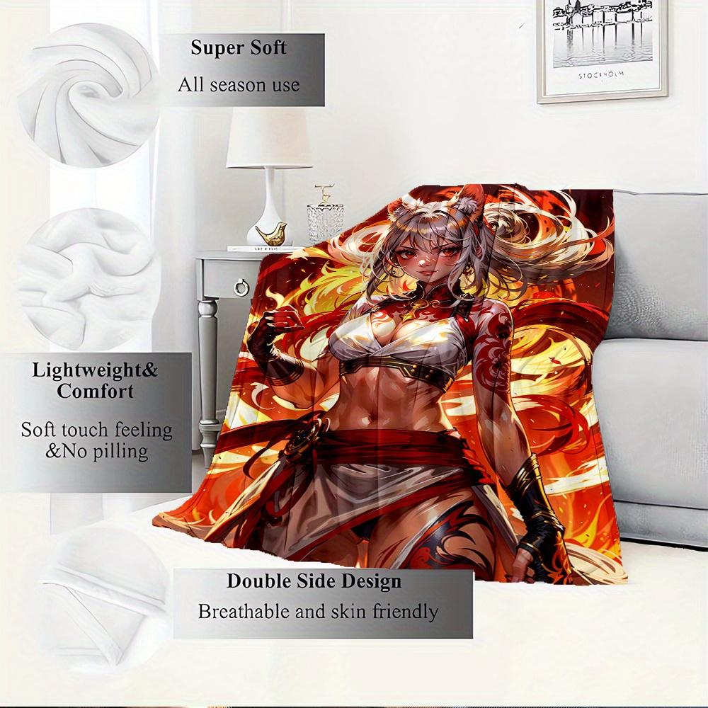 1pc Flannel Throw Blanket, Fantasy Character,Mythical Creature,Ethereal BeautyPattern Printed Blanket, Warm Cozy Soft Blanket For Couch Bed