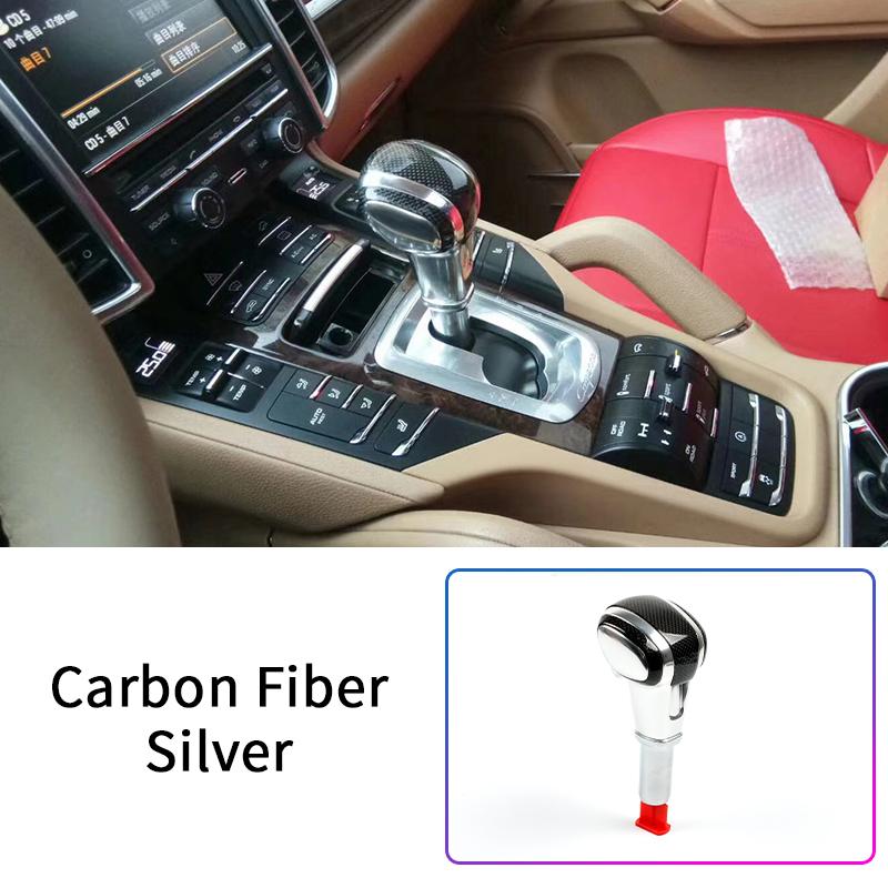 Elegant Interior Retrofit Aluminum Alloy Gear Shift Knob Upgrade Kit Carbon Fiber Leather for Porsche Cayenne 2011-2017