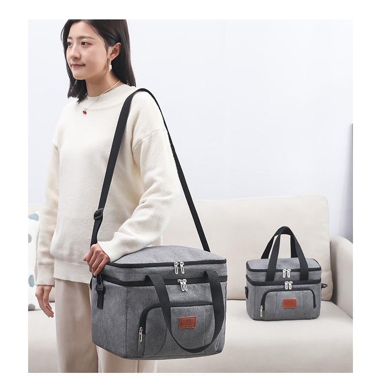 Extra-Large Double-Layer Insulated Picnic Bag - Thick, Waterproof, and Cold-Keeping Lunch Carrier with Ice Pack