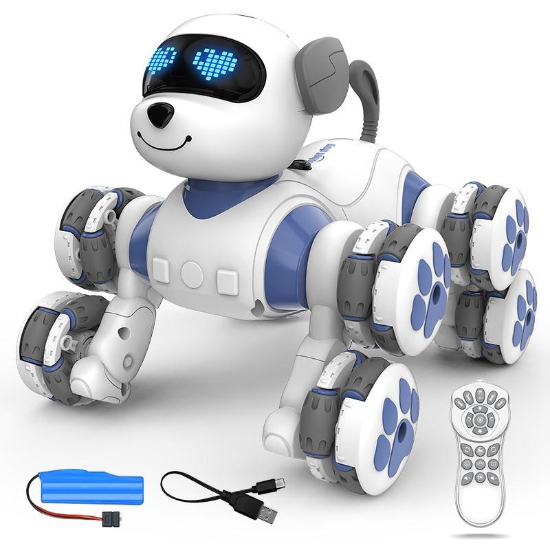 

New Intelligent Remote Control Robot Dog-8-wheel Stunt Dog, Pink Cute Pet Shape, Children s Pet Toy Robot Dog синій