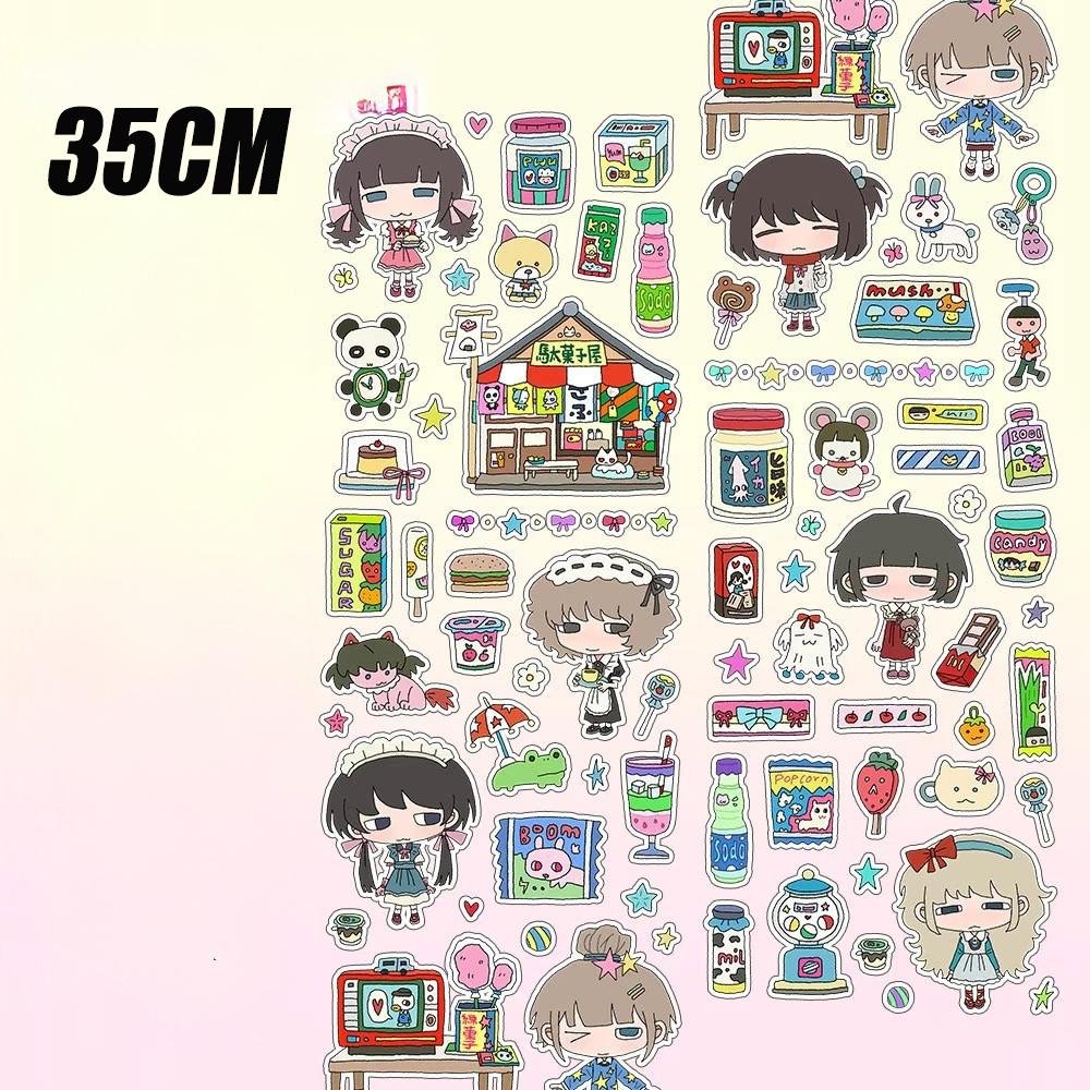 One Cycle Cute Hand-drawn Anime Cartoon Girl Stickers 35-50cm for Craft Supplies Scrapbooking Material Phone