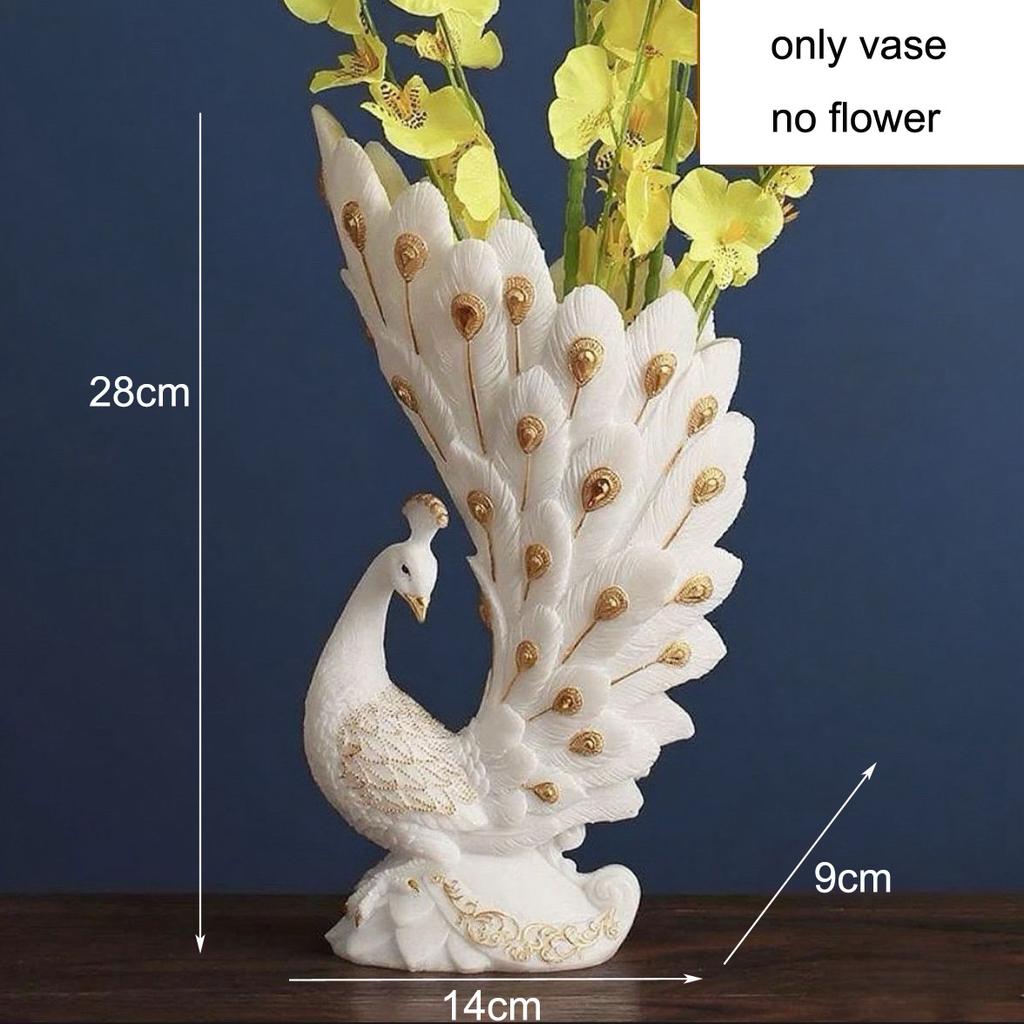Europe Blanc Luxe Sculpture Paon Résine Ornements Maison Salon Hall Figurines Artisanat Hôtel Bureau Bureau Statue Décoration