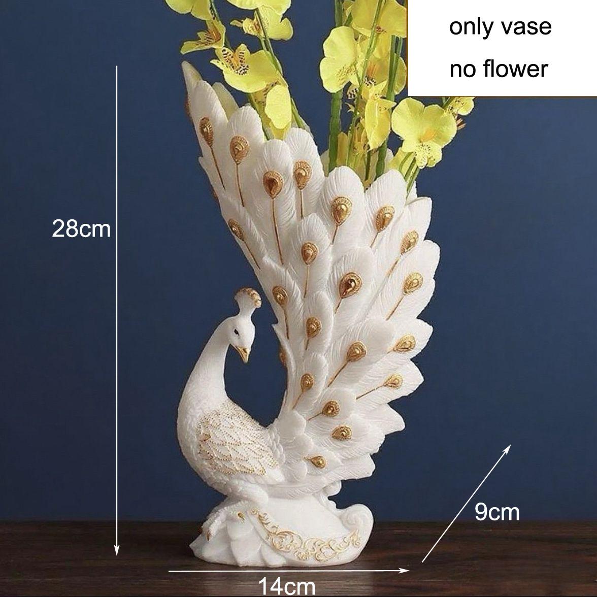 

Europe White Luxury Peacock Sculpture Resin Ornaments Home Livingroom Foyer Figurines Crafts Hotel Office Desk Statue Decoration