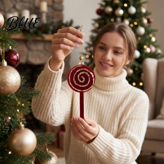 Lightweight Flocked Tree Hanging Soft Edging Retro with Gold Ornaments Christmas Red Velvet Flocking Fabric