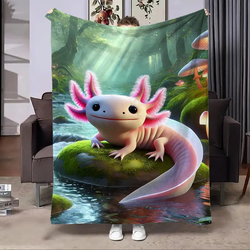 8 Sizes Cute Axolotl Printed Blanket Warm Soft and Comfortable Home Travel Blanket Sofa Bedding Cover Blanket Kids Gamer Gift