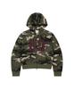 Mahagrid Camo Applique Crop Zip Up Hoodie Green(Mg2Fffm493A)