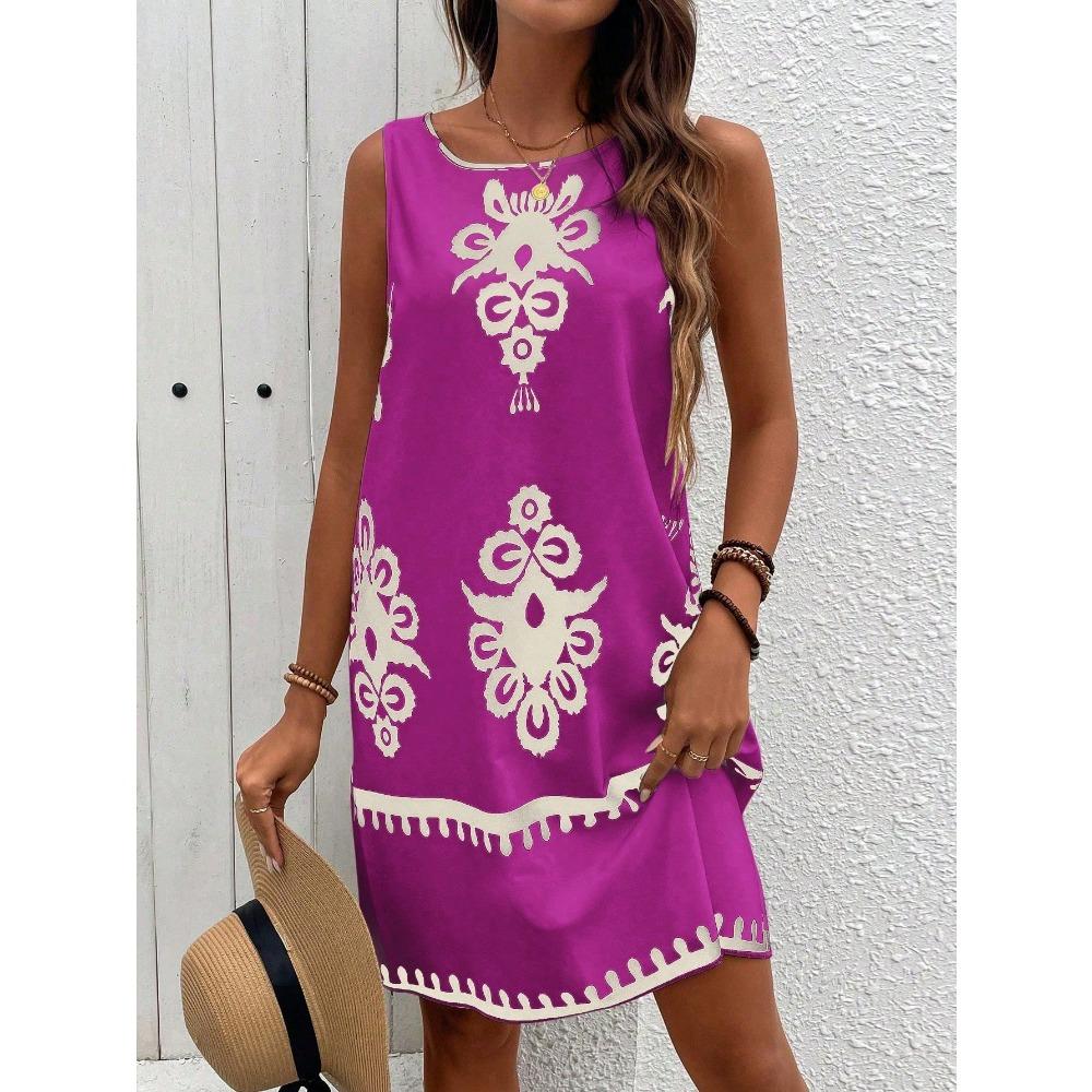 Женское летнее повседневное платье без рукавов с принтом, наряд для отпуска и пляжа, богемные платья, женская летняя одежда в стиле Y2k, женская одежда S