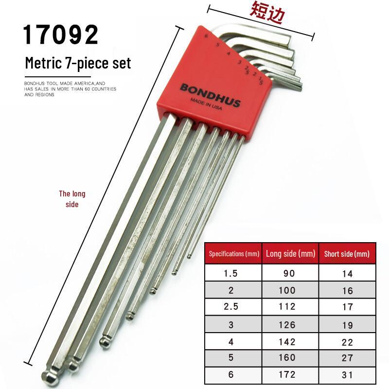 BONDHUS Metric Ball End Hex Key Set 1.5mm - 6mm
