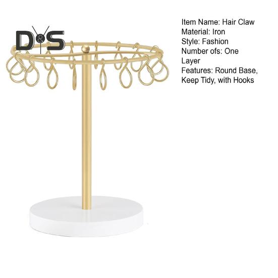 Suport pentru Clame de Păr cu 16 Cârlige Detașabile Bază Rotundă Instalare Ușoară Depozitare Accesorii de Păr Suport Bijuterii