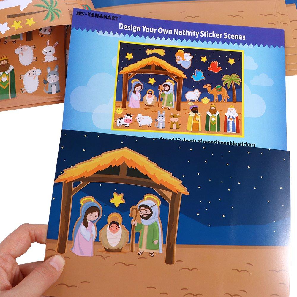 24 Sheets Puzzle Scenes Stickers Nativity DIY Puzzle Games Sticker Christmas Crafts Gifts