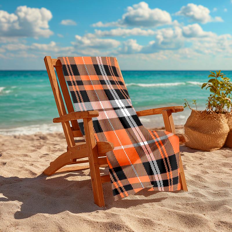 1Pc Autumnal Plaid Beach Towel, Quick Dry, Multi-Use for Beach Pool Gym Yoga Home Travel, Christmas, Halloween, Xmas Gift S929190
