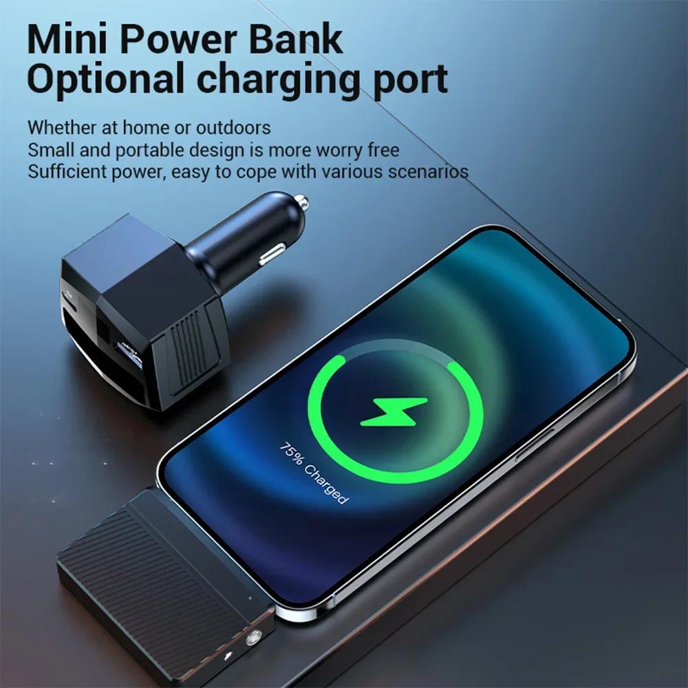 2025 New Car Charger 2 in 1 Portable Charger 2000mAh for Apple and Android Phones 65 Watt Fast Charging with Flashlight Function