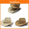 Ethnic Style Foldable Raffia Straw Hat With Wide Brim Sun Protection For Summer Beach Wear