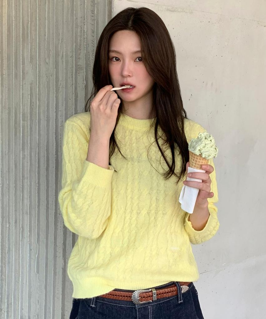 CITYBREEZE Wool Cable Round Neck Knit_4 Colors