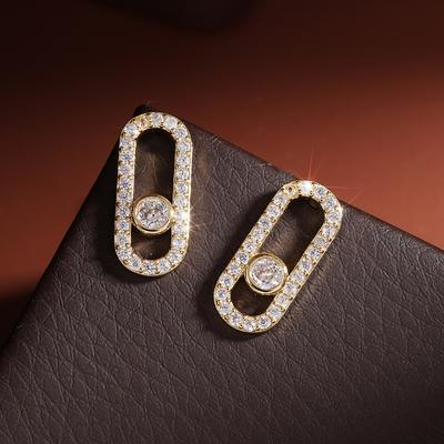925 Sterling Silver 1: 1 Paper Clip Restoratio Stud Earrings For Women Exquisite AAA+ Zircon Shiny Earrings Party Jewelry Gift
