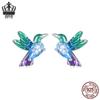 Avle Spring Bird Earrings - Exquisite S925 Sterling Silver, Platinum Plated Animal Jewelry for Women.
