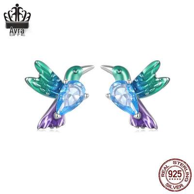 Pendientes Pájaro de Primavera Avle - Exquisita Plata de Ley S925, Joyería de Animales Chapada en Platino para Mujer.