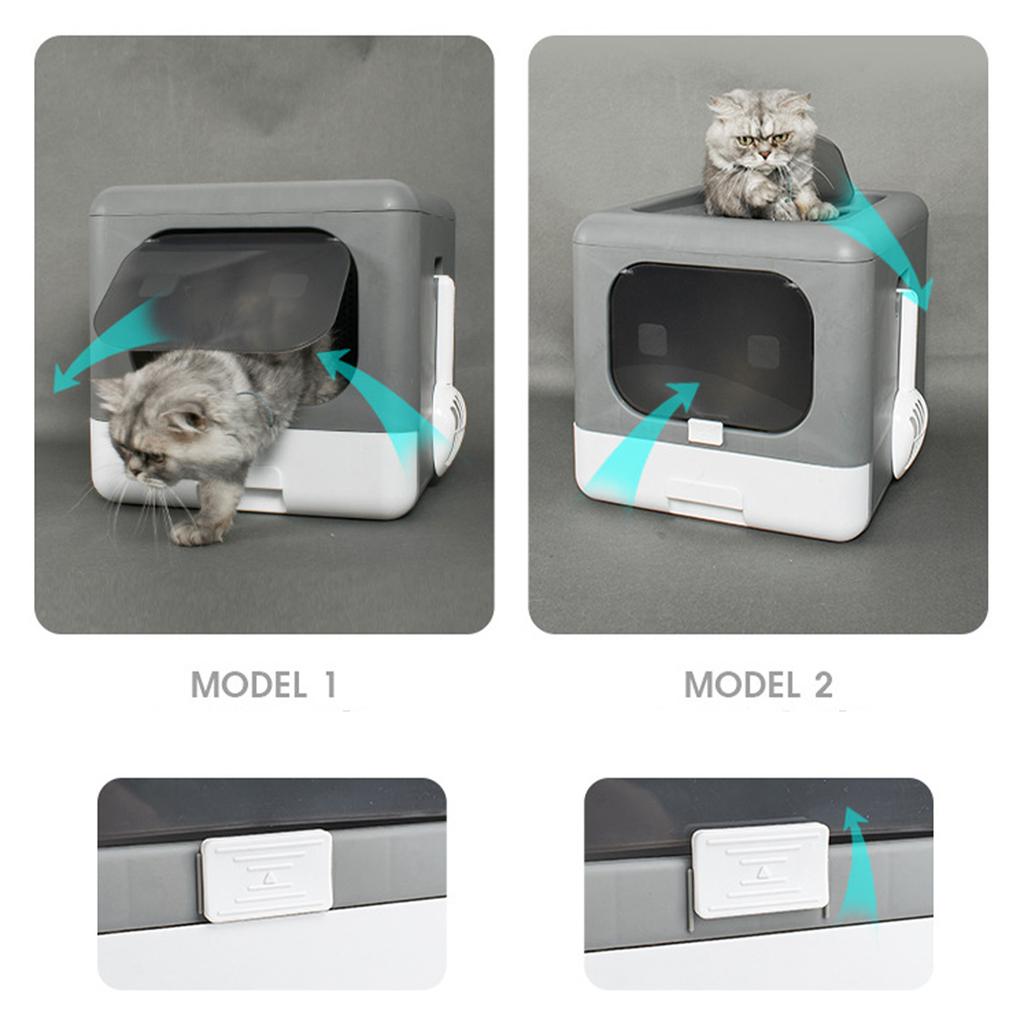 Cat Litter Box Enclosed PP Odorless Foldable Anti  ing with Scoop 2 Doors Cat Toilet for Pet Supplies