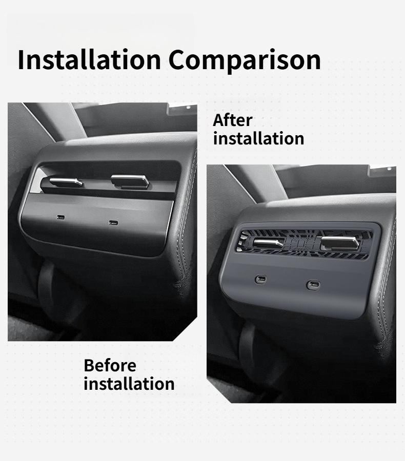 Rear Air Vent Cover For Tesla Model Y Standard 2025 Accessories Armrest Box Back Conditioner Outlet Filter Grille Protector