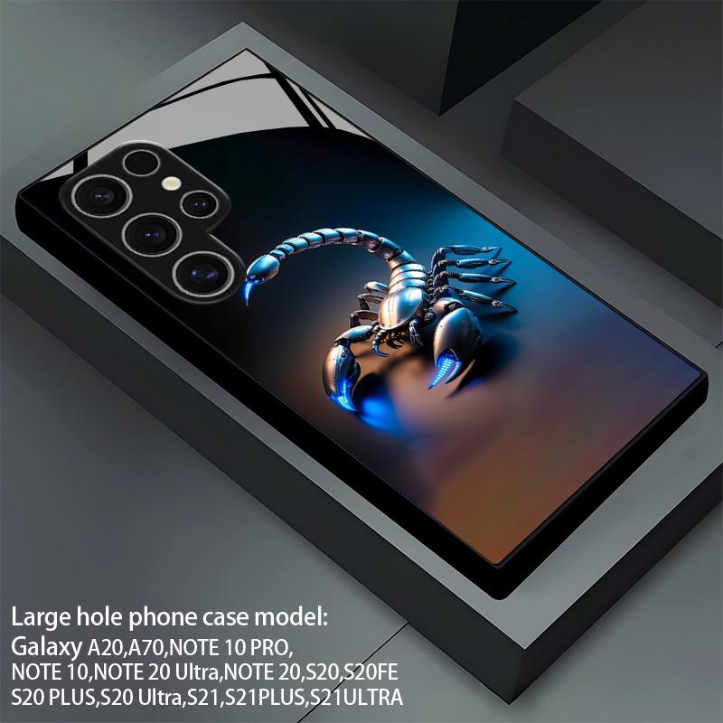 Mekanik Mavi Işık Akrep Desenli 2D Telefon Kılıfı Samsung S26 S25 S24 S23 S22 S21 S20 A55 için Temperli Cam Koruyucu Kapak