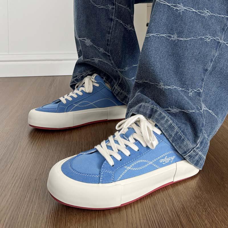 Men Casual Canvas Walking Shoes Low Top Lace Up Street Sneakers Outdoor Daily Travel Comfort Footwear Lightweight Comfort Fit